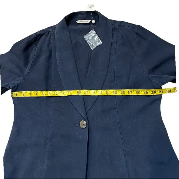 Soft Surroundings Tencel Linen Blend Navy Blue Blazer Jacket Size Large NWT - Picture 15 of 16